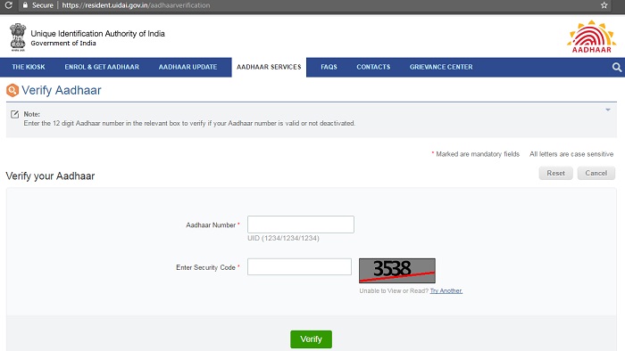 Aadhar Card Verification to Verify Your Aadhaar Online