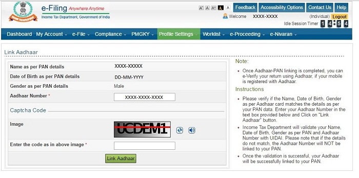 Link Aadhar with PAN Card