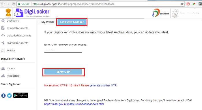 Link with Aadhar