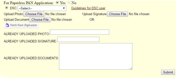 Paperless PAN Card Application for Signature Change