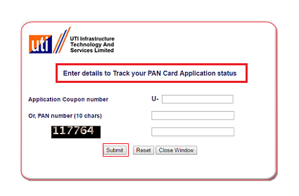 Track your UTI PAN Card Application Status