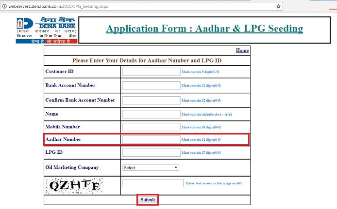 Dena Bank dhar Seeding Application Form Finfyi